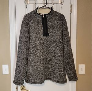 Orvis Gray Faux Sherpa Lined Sweater 1/4 Zip